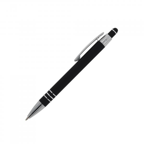 Touchpen Kugelschreiber / aus Metall / mit Soft-Touch / Farbe: schwarz