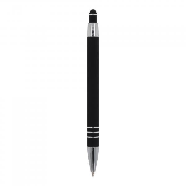 Touchpen Kugelschreiber / aus Metall / mit Soft-Touch / Farbe: schwarz