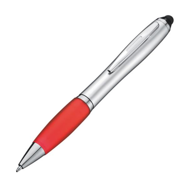 Touchpen Kugelschreiber / Farbe: silber-rot