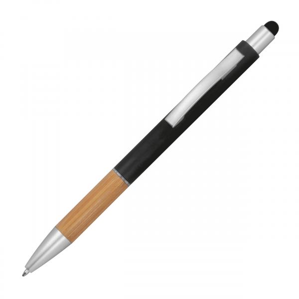 Touchpen Kugelschreiber / mit Bambusgriffzone / Farbe: schwarz