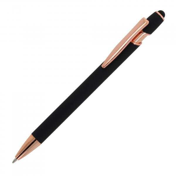 Touchpen Kugelschreiber "Roségold" / aus Metall / Soft-Touch / Farbe: schwarz