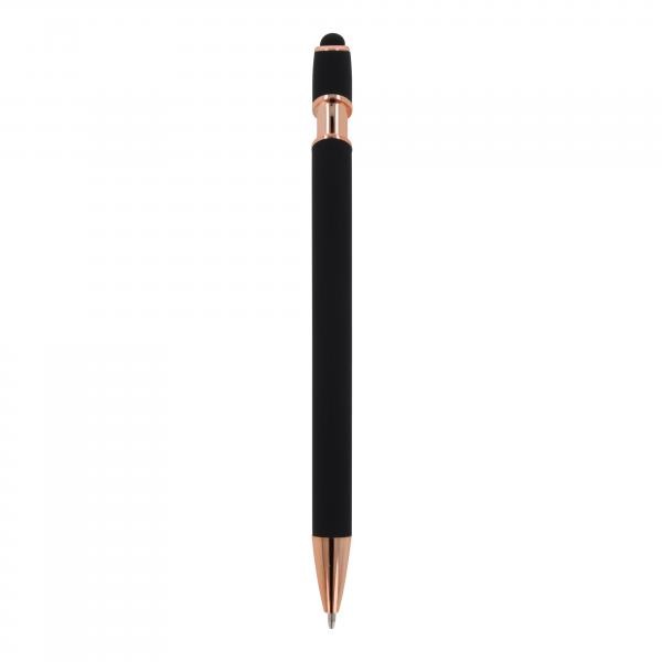 Touchpen Kugelschreiber "Roségold" / aus Metall / Soft-Touch / Farbe: schwarz
