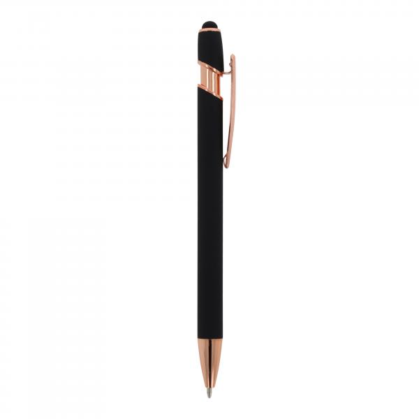 Touchpen Kugelschreiber "Roségold" / aus Metall / Soft-Touch / Farbe: schwarz