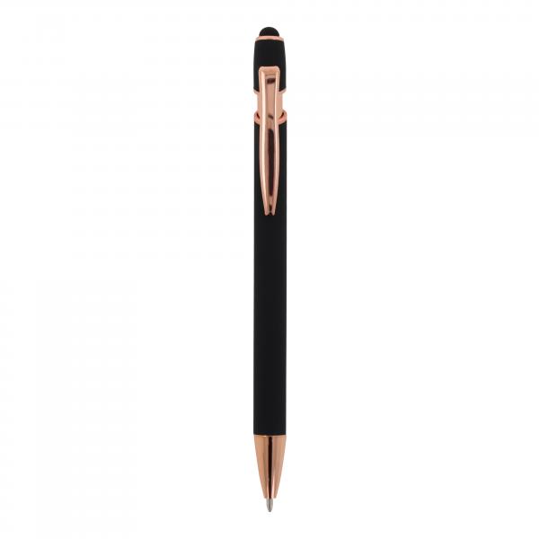 Touchpen Kugelschreiber "Roségold" / aus Metall / Soft-Touch / Farbe: schwarz