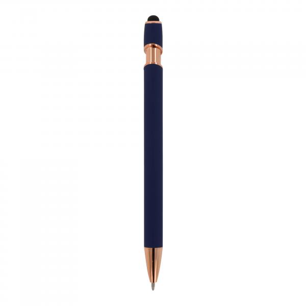 Touchpen Kugelschreiber "Roségold" mit Gravur / aus Metall / Farbe: dunkelblau