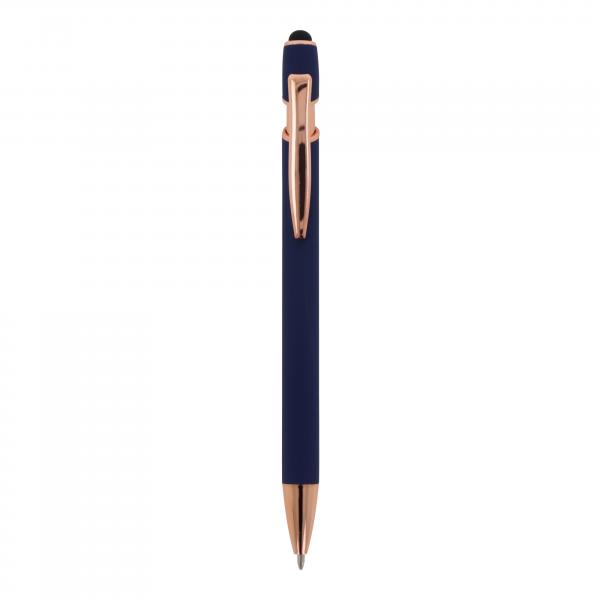 Touchpen Kugelschreiber "Roségold" mit Gravur / aus Metall / Farbe: dunkelblau