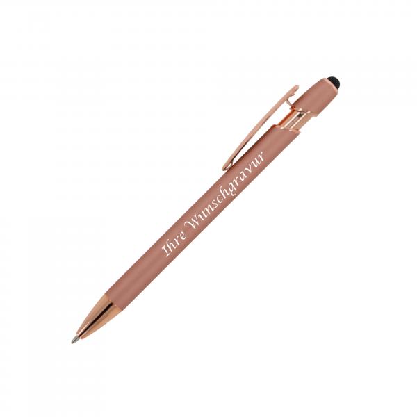 Touchpen Kugelschreiber "Roségold" mit Gravur / aus Metall / Farbe: roségold