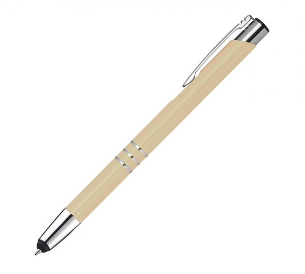 Touchpen Kugelschreiber aus Metall / Farbe: elfenbein