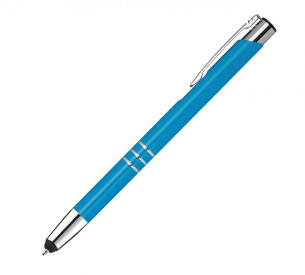 Touchpen Kugelschreiber aus Metall / Farbe: hellblau
