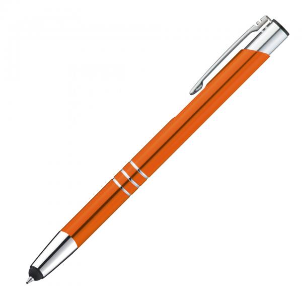 Touchpen Kugelschreiber aus Metall / Farbe: orange
