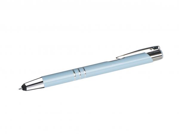 Touchpen Kugelschreiber aus Metall / Farbe: pastell blau