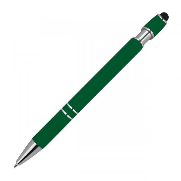Touchpen Kugelschreiber aus Metall / mit Muster / Farbe: dunkelgrün