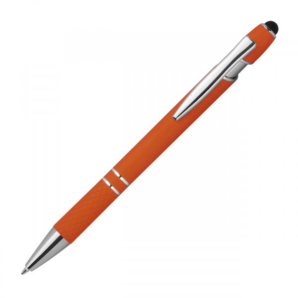 Touchpen Kugelschreiber aus Metall / mit Muster / Farbe: orange