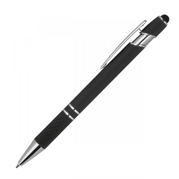 Touchpen Kugelschreiber aus Metall / mit Muster / Farbe: schwarz