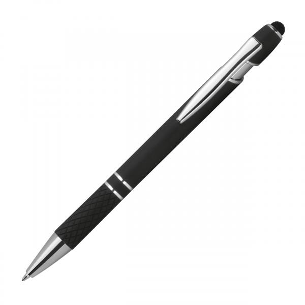 Touchpen Kugelschreiber aus Metall / mit Muster / Farbe: schwarz