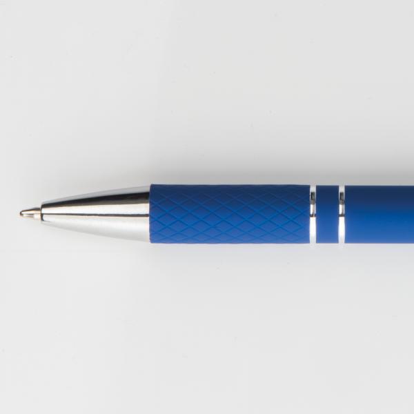 Touchpen Kugelschreiber aus Metall mit Gravur / mit Muster / Farbe: blau