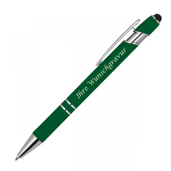 Touchpen Kugelschreiber aus Metall mit Gravur / mit Muster / Farbe: dunkelgrün