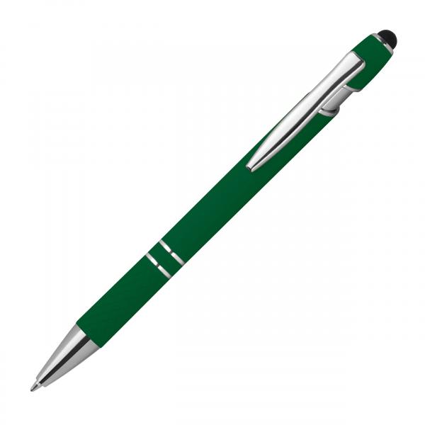 Touchpen Kugelschreiber aus Metall mit Gravur / mit Muster / Farbe: dunkelgrün