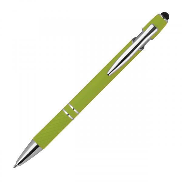 Touchpen Kugelschreiber aus Metall mit Gravur / mit Muster / Farbe: hellgrün