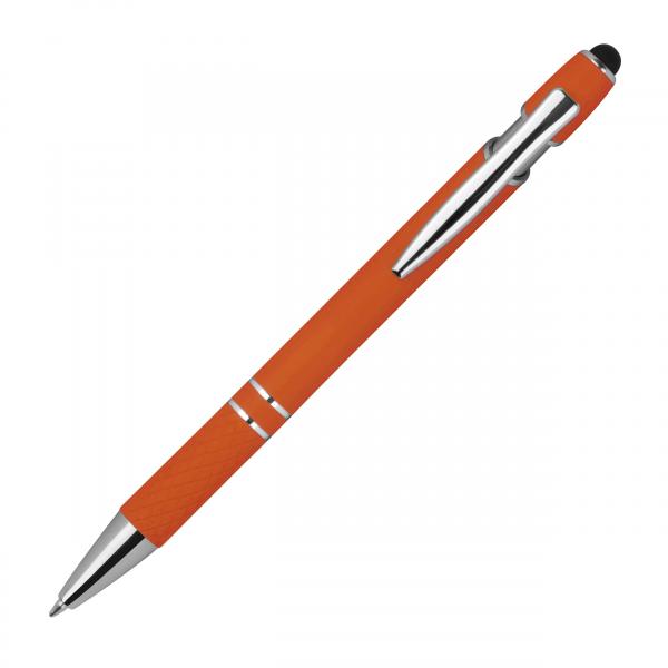 Touchpen Kugelschreiber aus Metall mit Gravur / mit Muster / Farbe: orange