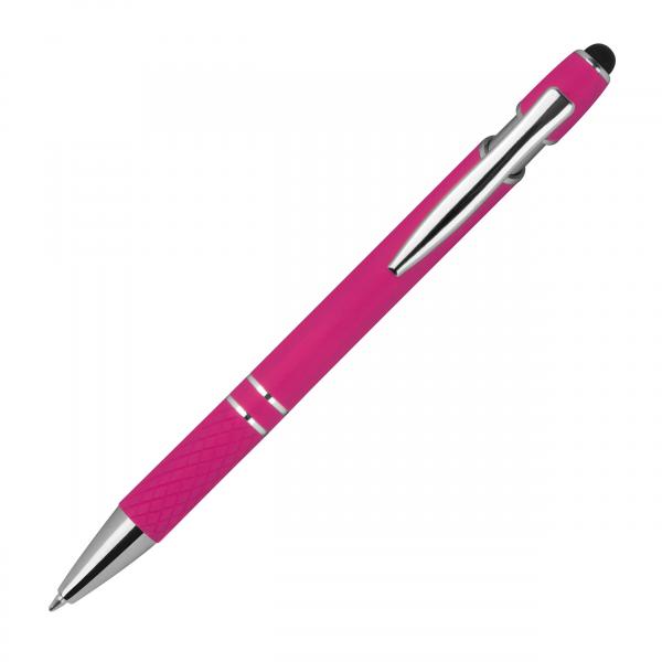 Touchpen Kugelschreiber aus Metall mit Gravur / mit Muster / Farbe: pink