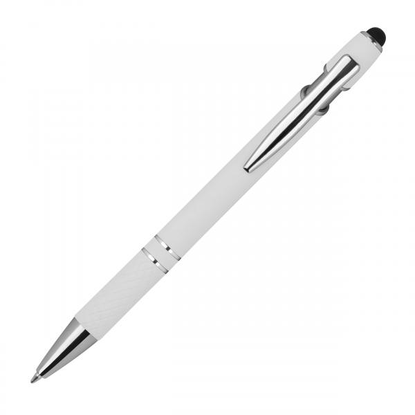 Touchpen Kugelschreiber aus Metall mit Namensgravur - mit Muster - Farbe: weiß
