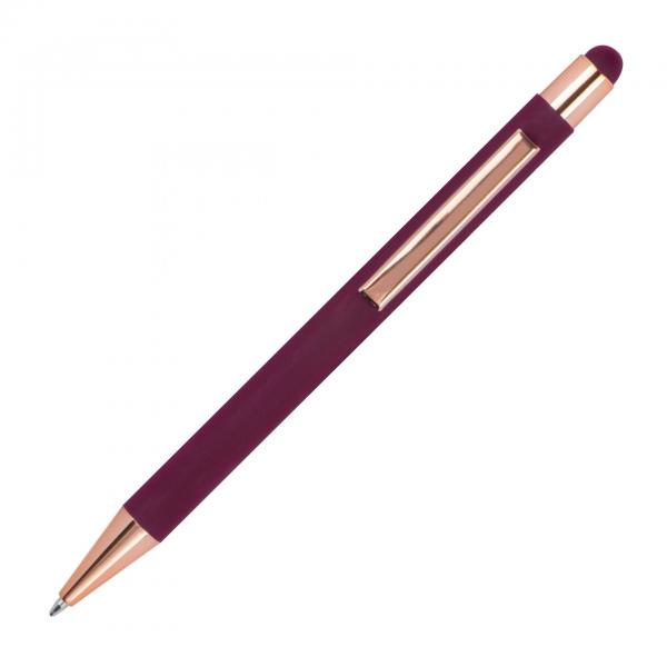 Touchpen Kugelschreiber mit Gravur / aus Metall / Farbe: rosegold-bordeaux