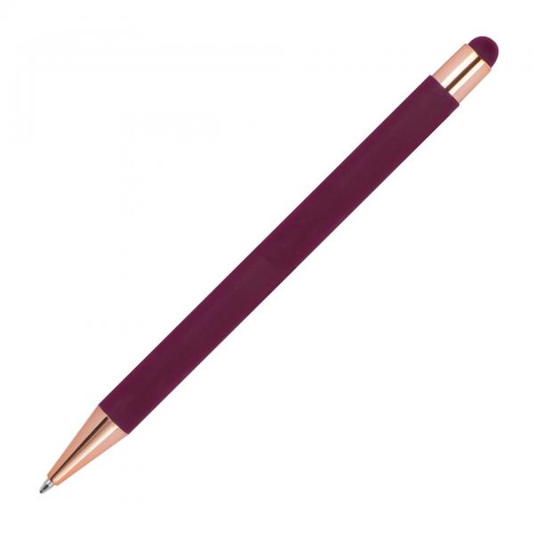 Touchpen Kugelschreiber mit Gravur / aus Metall / Farbe: rosegold-bordeaux