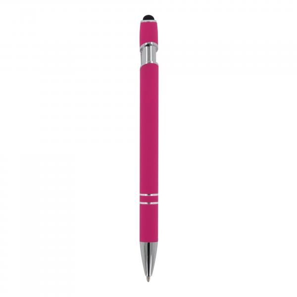 Touchpen Kugelschreiber mit Gravur / aus Metall / Soft-Touch / Farbe: pink