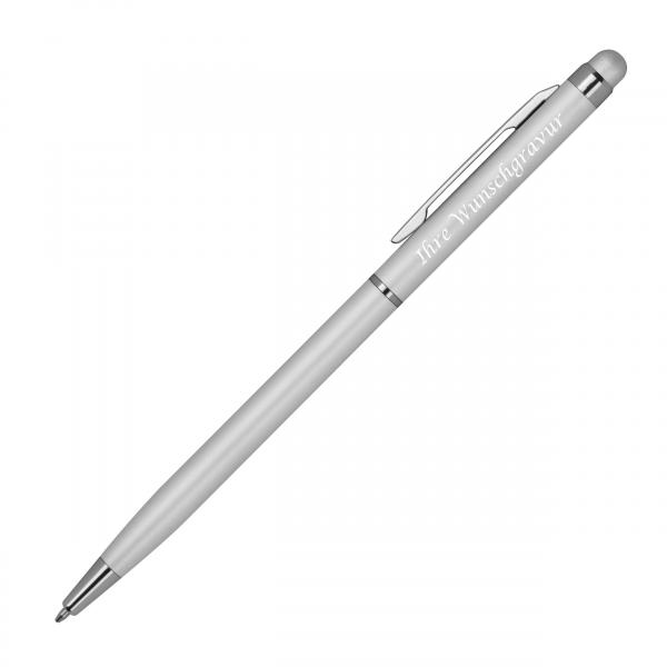 Touchpen Kugelschreiber mit Gravur / schlankes design / Farbe: silber