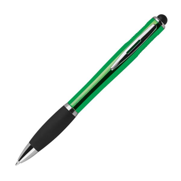 Touchpen Kugelschreiber mit Gravur mit weißem LED Licht / Farbe: grün