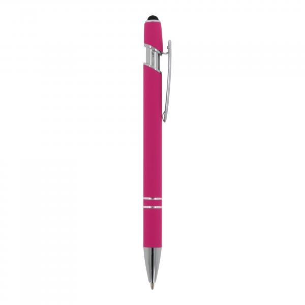 Touchpen Kugelschreiber mit Namensgravur - aus Metall - Soft-Touch - Farbe: pink