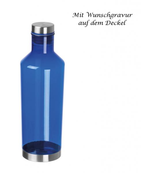 Transparente Trinkflasche mit Gravur / aus Tritan / 800ml / Farbe: blau