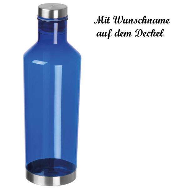 Transparente Trinkflasche mit Namensgravur - aus Tritan - 800ml - Farbe: blau