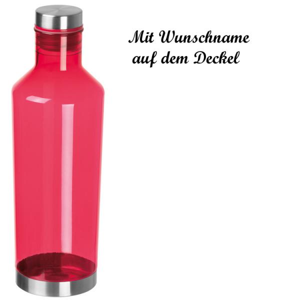 Transparente Trinkflasche mit Namensgravur - aus Tritan - 800ml - Farbe: rot