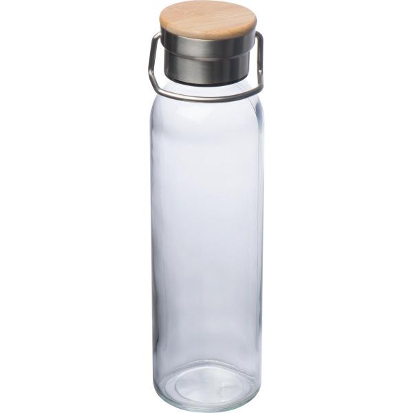 Trinkflasche aus Glas mit Gravur / mit Neoprenüberzug / 600ml / Farbe: grau