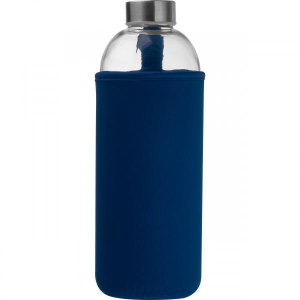 Trinkflasche aus Glas mit Neoprensleeve / 1000ml / Neoprenfarbe: dunkelblau