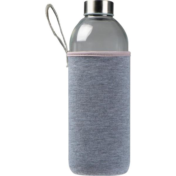 Trinkflasche aus Glas mit Neoprensleeve / 1000ml / Neoprenfarbe: grau