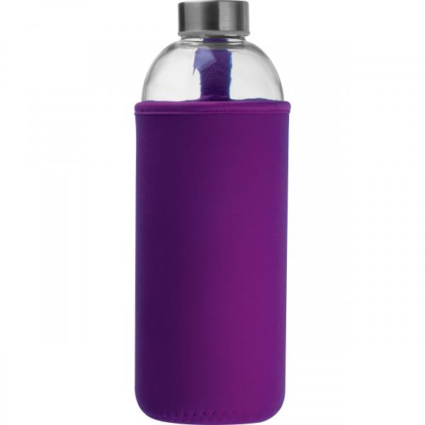 Trinkflasche aus Glas mit Neoprensleeve / 1000ml / Neoprenfarbe: lila