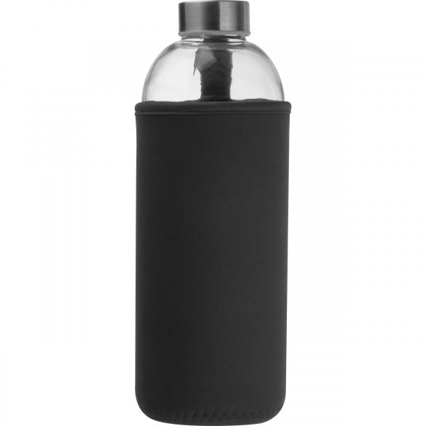 Trinkflasche aus Glas mit Neoprensleeve / 1000ml / Neoprenfarbe: schwarz