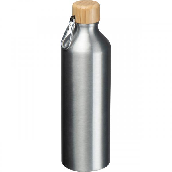 Trinkflasche aus recyceltem Aluminium mit Gravur / 750 ml / Farbe: silbergrau