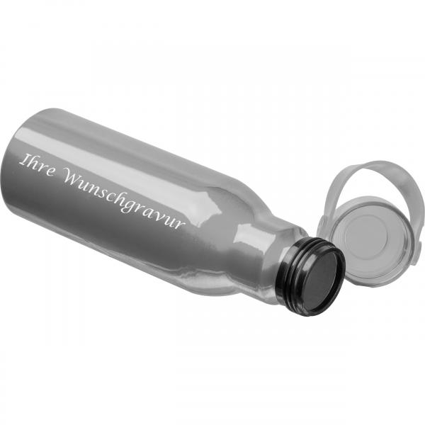 Trinkflasche aus recyceltem Aluminium mit Gravur / 750ml / Farbe: grau