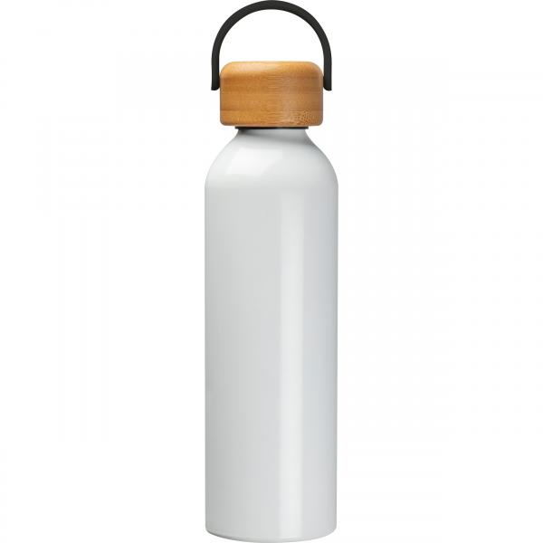 Trinkflasche aus recyceltem Aluminium mit Namensgravur - 600 ml - Farbe: weiß