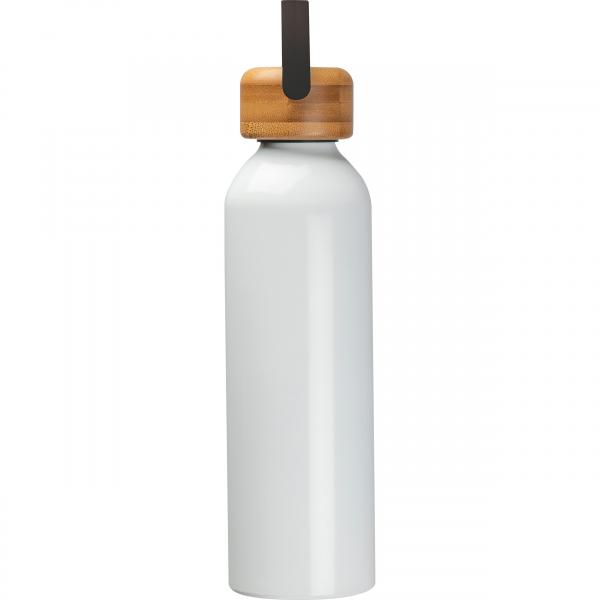 Trinkflasche aus recyceltem Aluminium mit Namensgravur - 600 ml - Farbe: weiß