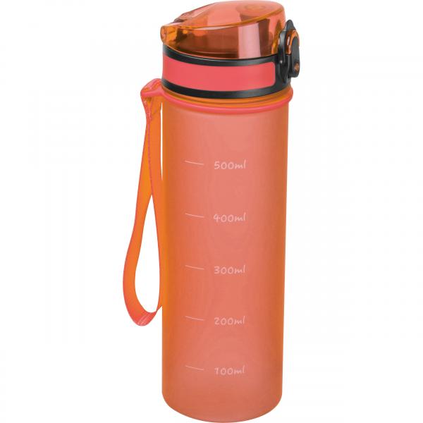 Trinkflasche aus Tritan mit Messskala und Trageschlaufe / 500ml / Farbe: orange