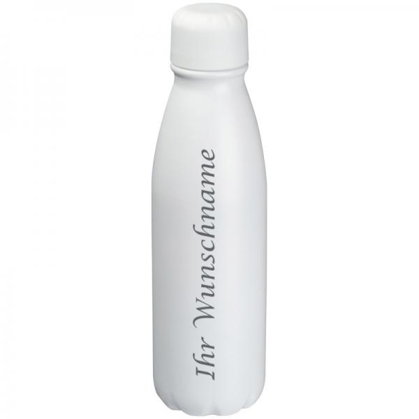 Trinkflasche mit Gravur / aus Aluminium/ Füllmenge 0,6l / Farbe: weiß