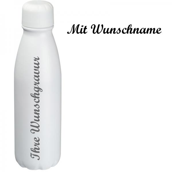 Trinkflasche mit Namensgravur - aus Aluminium - Füllmenge 0,6l - Farbe: weiß