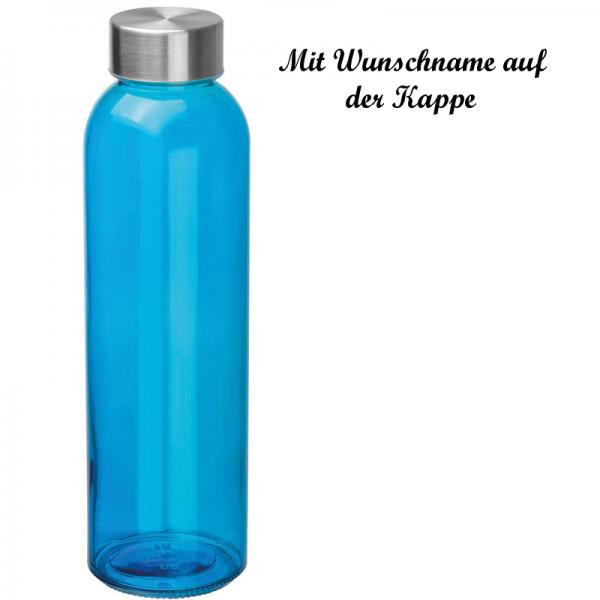 Trinkflasche mit Namensgravur - aus Glas - Füllmenge: 500ml - Farbe: blau