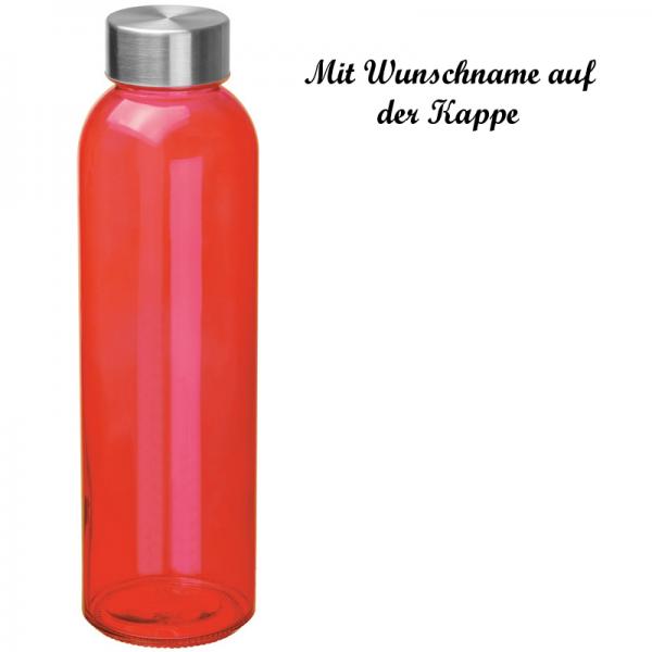 Trinkflasche mit Namensgravur - aus Glas - Füllmenge: 500ml - Farbe: rot