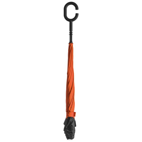 Umgekehrter Regenschirm / mit Griff zum Einhängen am Handgelenk / Farbe: orange